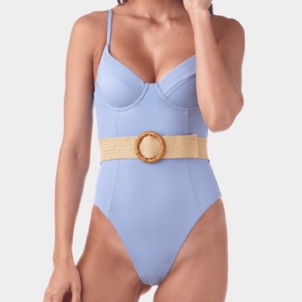 WeWoreWhat Periwinkle Belted One Piece, Size L